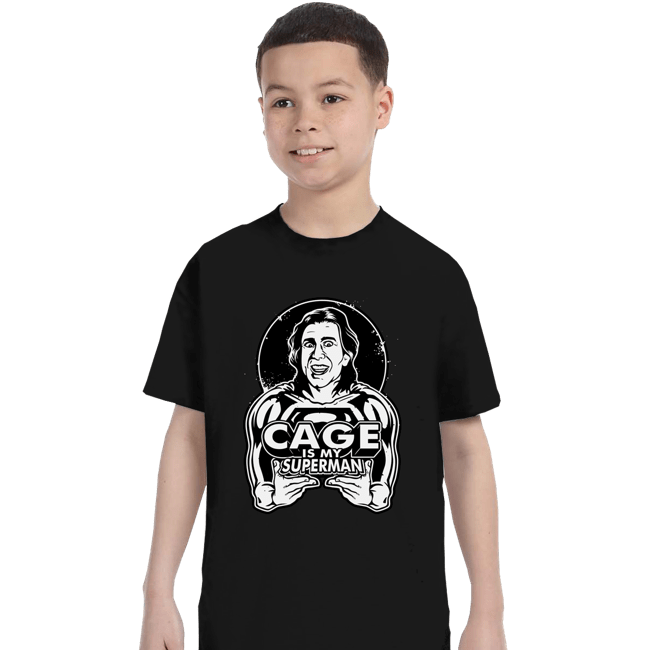 Daily_Deal_Shirts T-Shirts, Youth / XS / Black Cage Is My Superman