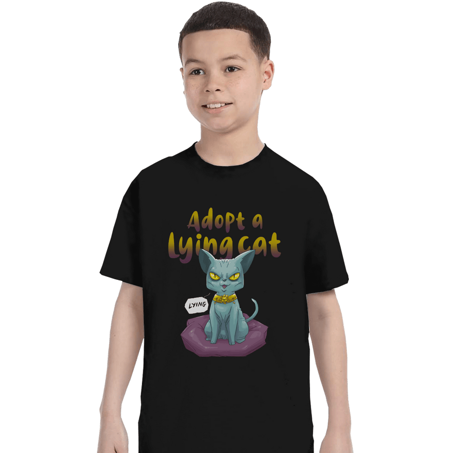 Shirts T-Shirts, Youth / XL / Black Adopt A Lying Cat