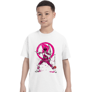 Shirts T-Shirts, Youth / XS / White Pink Ranger Sumi-e