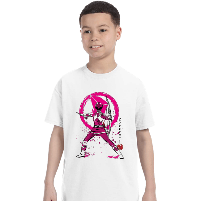 Shirts T-Shirts, Youth / XS / White Pink Ranger Sumi-e