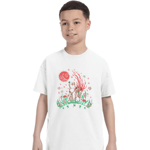 Secret_Shirts T-Shirts, Youth / XS / White Wolf Blossoming Breeze