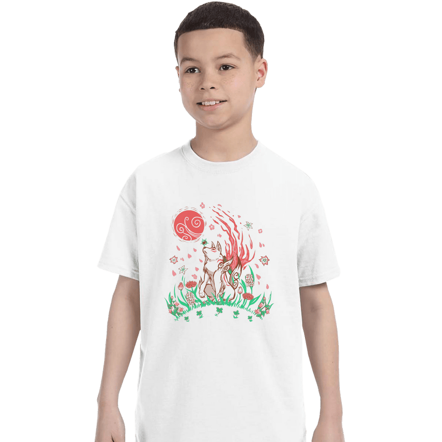Secret_Shirts T-Shirts, Youth / XS / White Wolf Blossoming Breeze