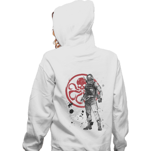 Shirts Zippered Hoodies, Unisex / Small / White Winter Soldier Sumi-e