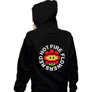 Shirts Zippered Hoodies, Unisex / Small / Black Red Hot Fire Flowers