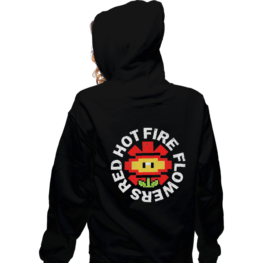 Shirts Zippered Hoodies, Unisex / Small / Black Red Hot Fire Flowers