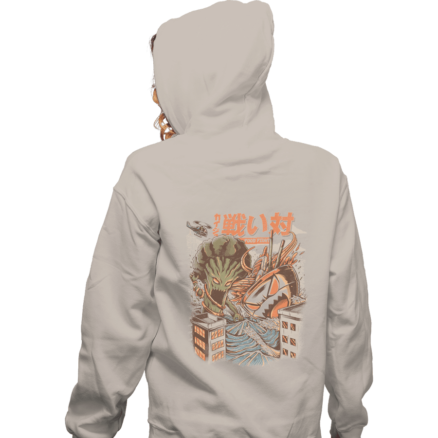 Shirts Zippered Hoodies, Unisex / Small / White Kaiju Food Fight