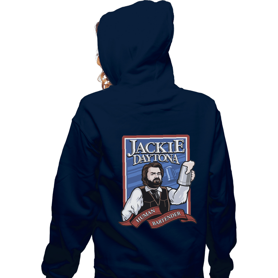 Shirts Zippered Hoodies, Unisex / Small / Navy Jackie Daytona - Regular Human Bartender