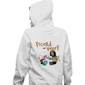 Daily_Deal_Shirts Zippered Hoodies, Unisex / Small / White Picard And Worf