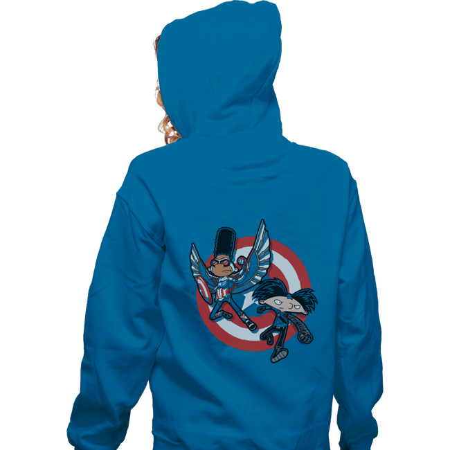 Daily_Deal_Shirts Zippered Hoodies, Unisex / Small / Royal Blue Captain Tallhair And Football Soldier