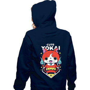 Shirts Zippered Hoodies, Unisex / Small / Navy Cute Yokai