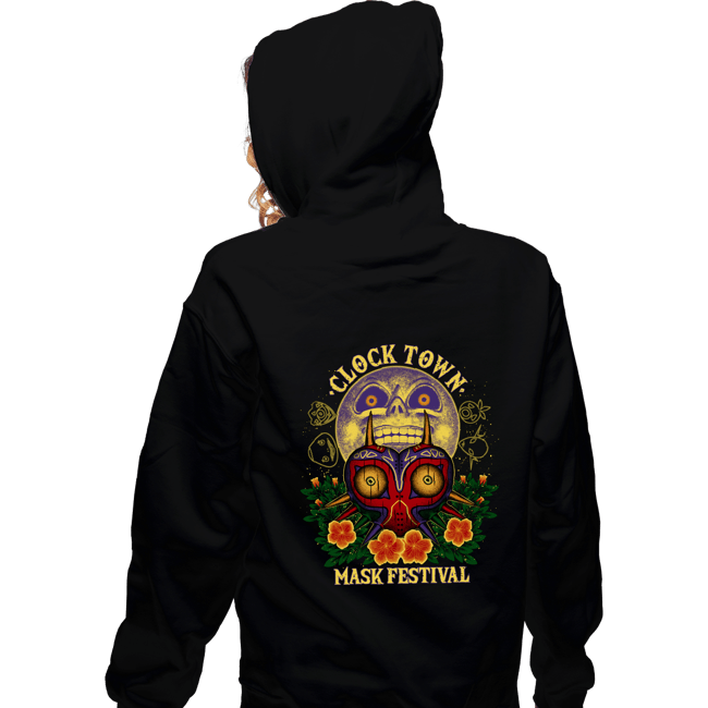 Daily_Deal_Shirts Zippered Hoodies, Unisex / Small / Black Clock Town Mask Festival