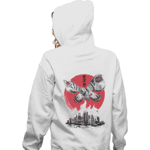 Shirts Zippered Hoodies, Unisex / Small / White Giant Moth Attack Sumi-e
