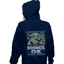 Load image into Gallery viewer, Shirts Pullover Hoodies, Unisex / Small / Navy Boomer Ok Baby Yoda Sweater
