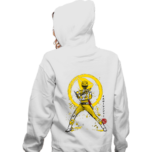 Shirts Zippered Hoodies, Unisex / Small / White Yellow Ranger Sumi-e