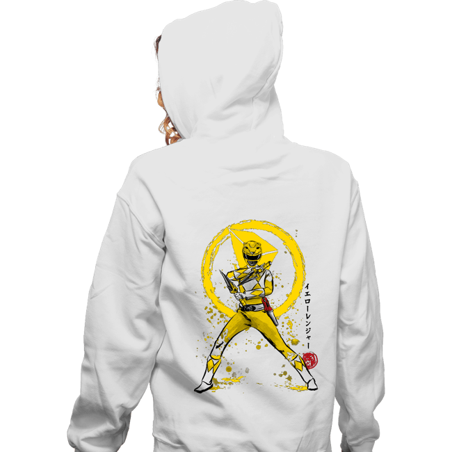 Shirts Zippered Hoodies, Unisex / Small / White Yellow Ranger Sumi-e