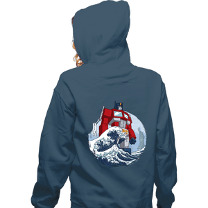 Secret_Shirts Zippered Hoodies, Unisex / Small / Indigo Blue Optimus Wave