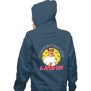 Daily_Deal_Shirts Zippered Hoodies, Unisex / Small / Indigo Blue JPEG Hank