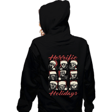 Load image into Gallery viewer, Daily_Deal_Shirts Zippered Hoodies, Unisex / Small / Black Horrific Holidays
