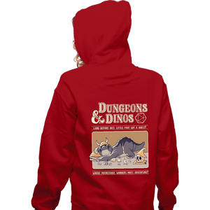 Daily_Deal_Shirts Zippered Hoodies, Unisex / Small / Red Dungeons And Dinos