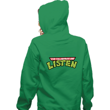 Load image into Gallery viewer, Daily_Deal_Shirts Zippered Hoodies, Unisex / Small / Irish Green Stop Collaborate And Listen

