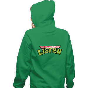 Daily_Deal_Shirts Zippered Hoodies, Unisex / Small / Irish Green Stop Collaborate And Listen