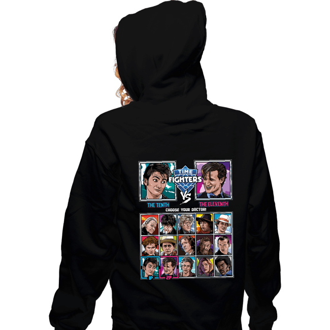 Daily_Deal_Shirts Zippered Hoodies, Unisex / Small / Black Time Fighters 10th vs 11th
