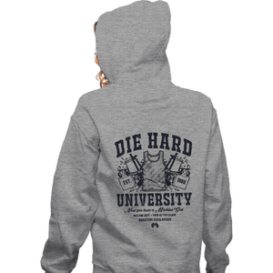 Daily_Deal_Shirts Zippered Hoodies, Unisex / Small / Sports Grey Die Hard University