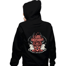 Load image into Gallery viewer, Daily_Deal_Shirts Zippered Hoodies, Unisex / Small / Black I Love Unicorns
