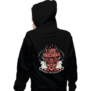 Daily_Deal_Shirts Zippered Hoodies, Unisex / Small / Black I Love Unicorns