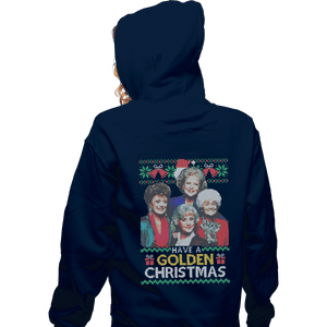 Shirts Zippered Hoodies, Unisex / Small / Navy Golden Christmas