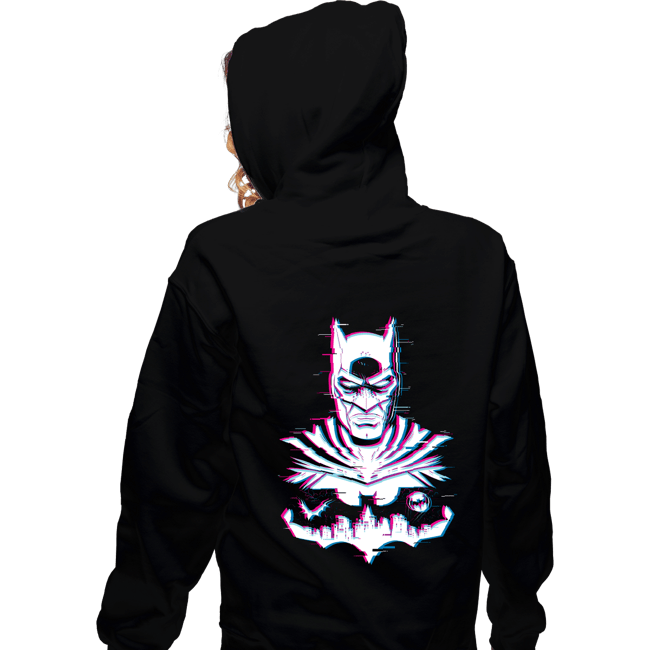Secret_Shirts Zippered Hoodies, Unisex / Small / Black Glitched Batman
