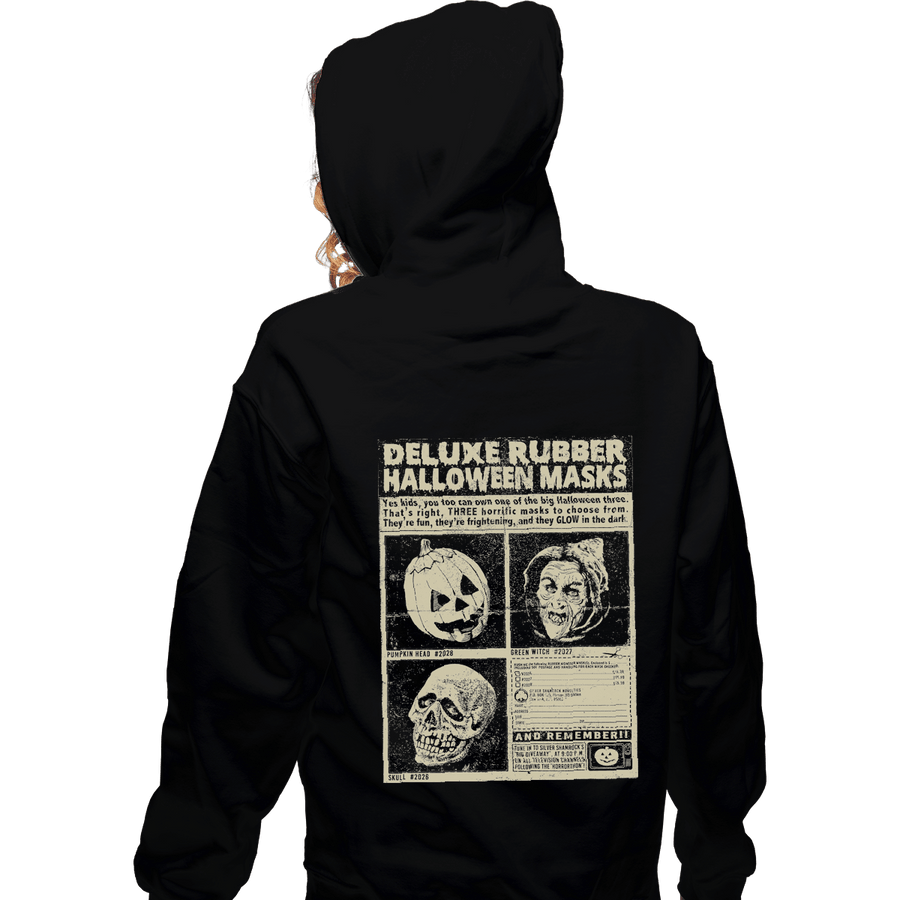 Shirts Zippered Hoodies, Unisex / Small / Black Three Halloween Masks
