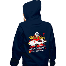 Load image into Gallery viewer, Secret_Shirts Zippered Hoodies, Unisex / Small / Navy Mifune Motors
