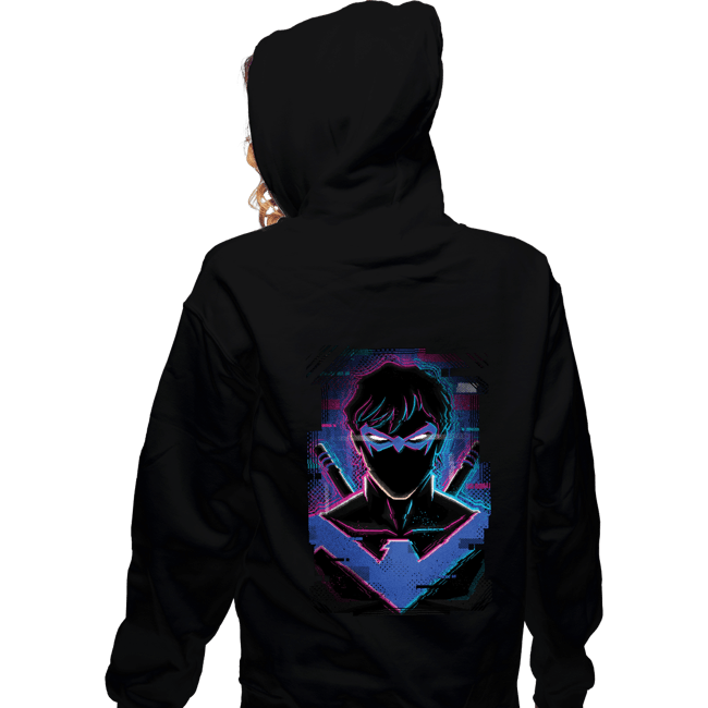 Daily_Deal_Shirts Zippered Hoodies, Unisex / Small / Black Glitch Nightwing