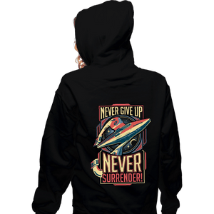 Secret_Shirts Zippered Hoodies, Unisex / Small / Black Never Surrender!
