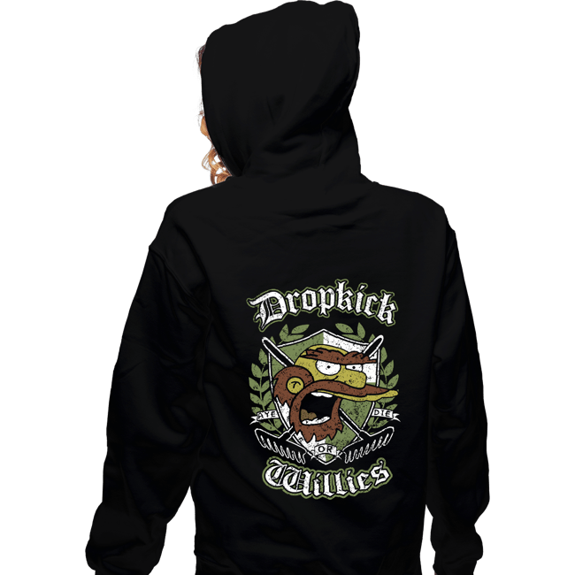 Daily_Deal_Shirts Zippered Hoodies, Unisex / Small / Black Dropkick Willies