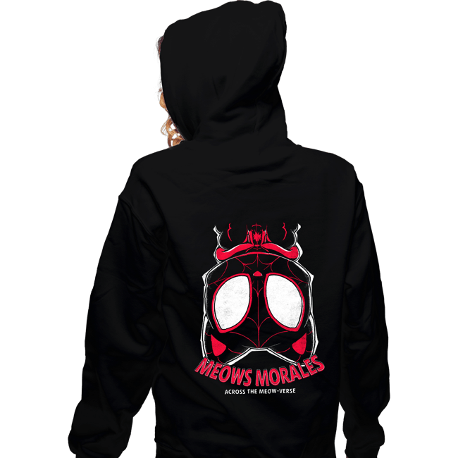 Daily_Deal_Shirts Zippered Hoodies, Unisex / Small / Black Meows Morales