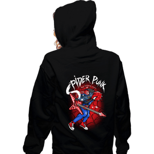 Daily_Deal_Shirts Zippered Hoodies, Unisex / Small / Black Spider Punk