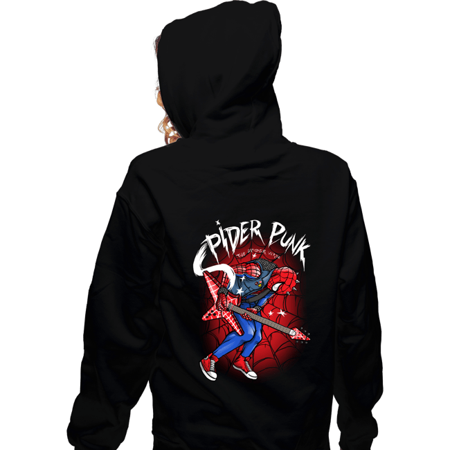 Daily_Deal_Shirts Zippered Hoodies, Unisex / Small / Black Spider Punk