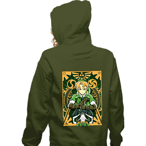 Daily_Deal_Shirts Zippered Hoodies, Unisex / Small / Military Green Ocarina Link
