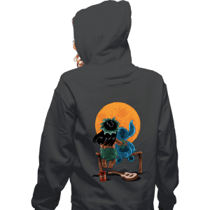 Daily_Deal_Shirts Zippered Hoodies, Unisex / Small / Dark Heather Alien And Girl Gazing At The Moon