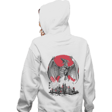 Load image into Gallery viewer, Shirts Zippered Hoodies, Unisex / Small / White Fire Pteranodon Attack Sumi-e
