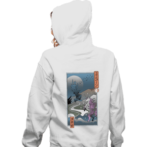 Daily_Deal_Shirts Zippered Hoodies, Unisex / Small / White Unicorn Ukiyo-e