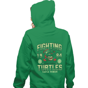 Shirts Zippered Hoodies, Unisex / Small / Irish Green Fighting Turtles