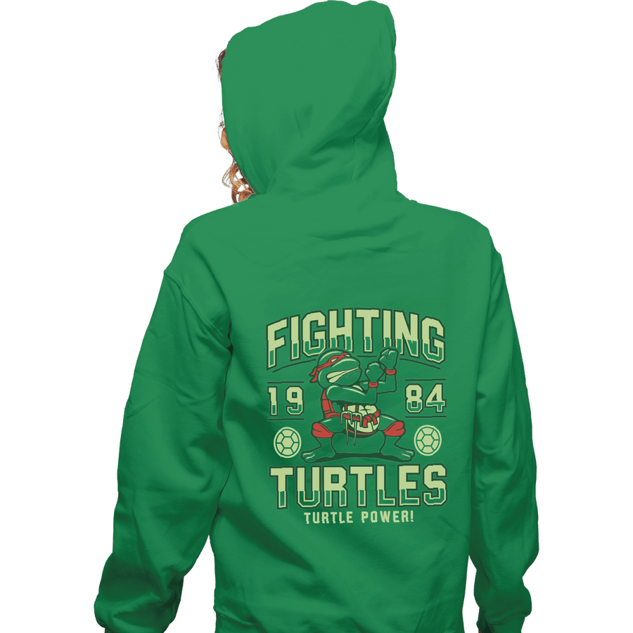 Shirts Zippered Hoodies, Unisex / Small / Irish Green Fighting Turtles