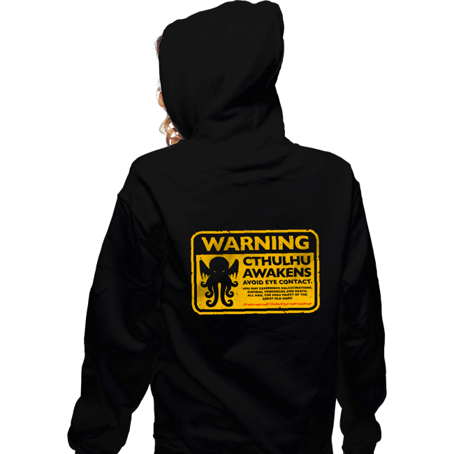 Daily_Deal_Shirts Zippered Hoodies, Unisex / Small / Black Cthulhu Warning
