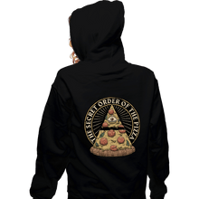 Load image into Gallery viewer, Daily_Deal_Shirts Zippered Hoodies, Unisex / Small / Black Secret Order Of The Pizza
