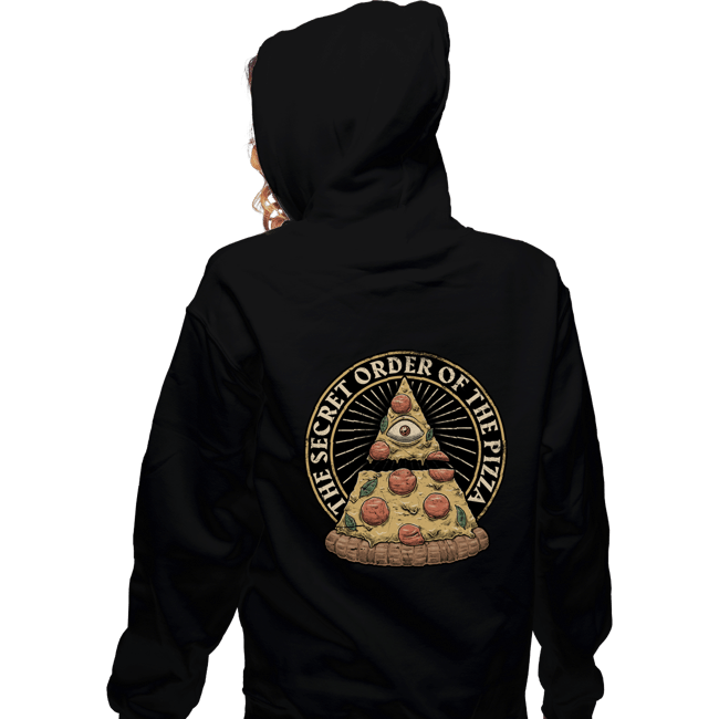 Daily_Deal_Shirts Zippered Hoodies, Unisex / Small / Black Secret Order Of The Pizza