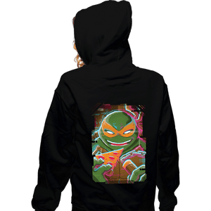 Daily_Deal_Shirts Zippered Hoodies, Unisex / Small / Black Glitch Michelangelo