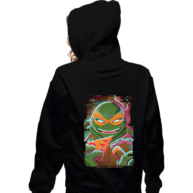 Daily_Deal_Shirts Zippered Hoodies, Unisex / Small / Black Glitch Michelangelo